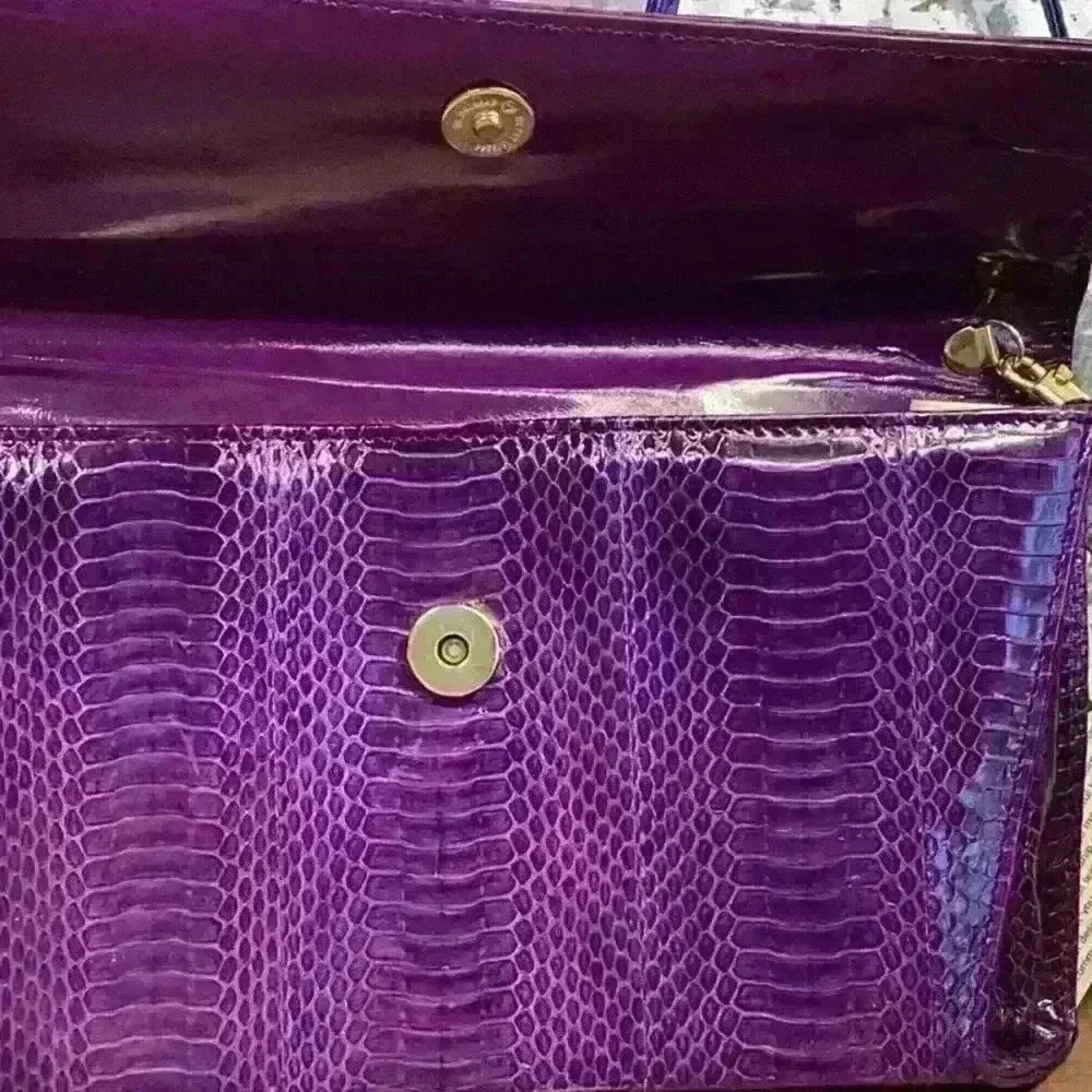 Purple Snake Skin Vintage Clutch / Crossbody Bag